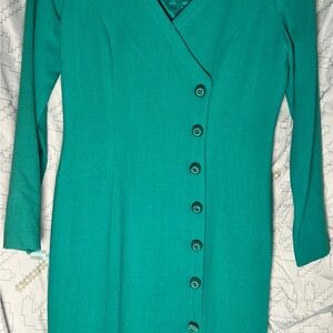 Elegant Teal Button-Up Dress